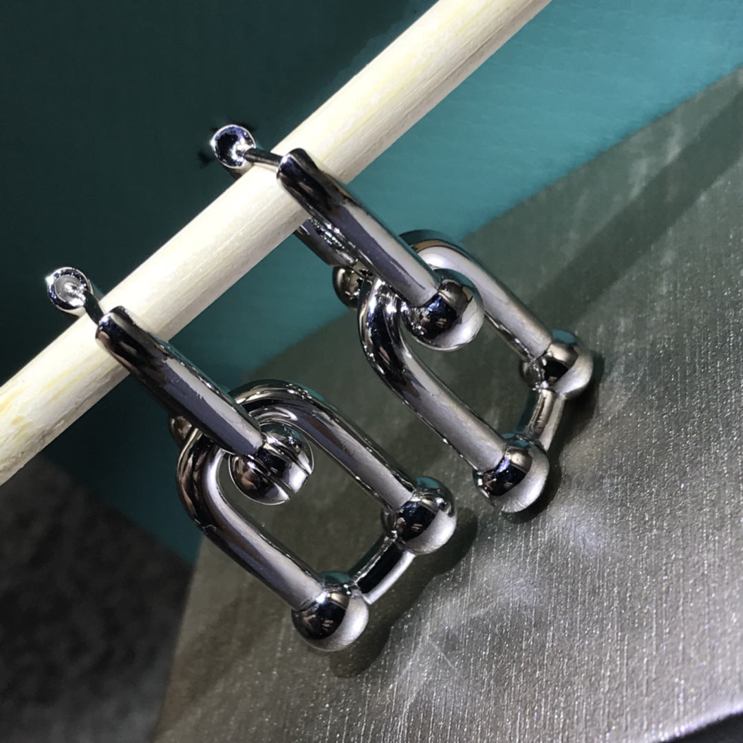 TIFFANY HARDWARE DROP EARRINGS DOUBLE LINK