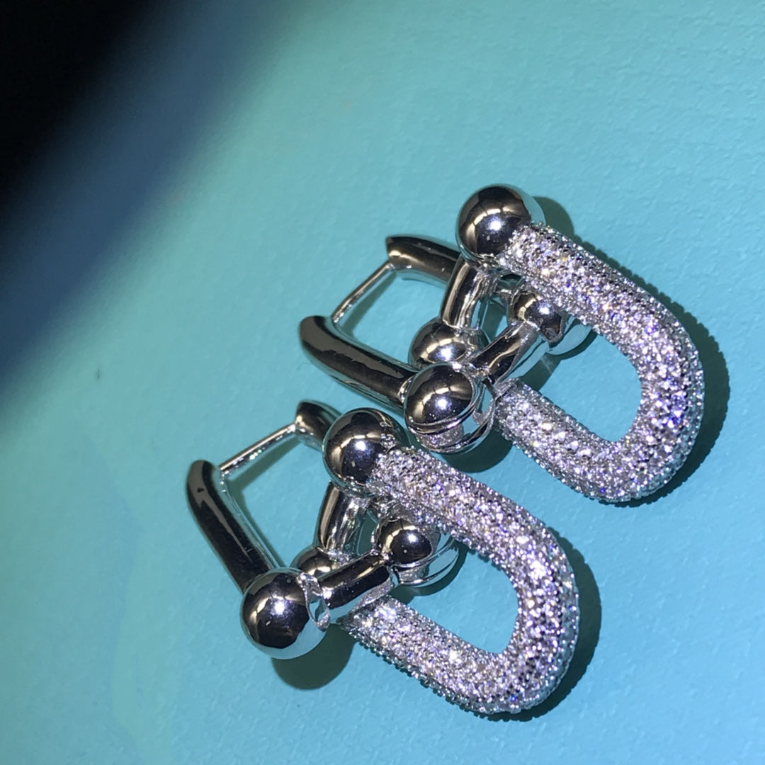 TIFFANY HARDWARE DROP EARRINGS DOUBLE LINK DIAMOND