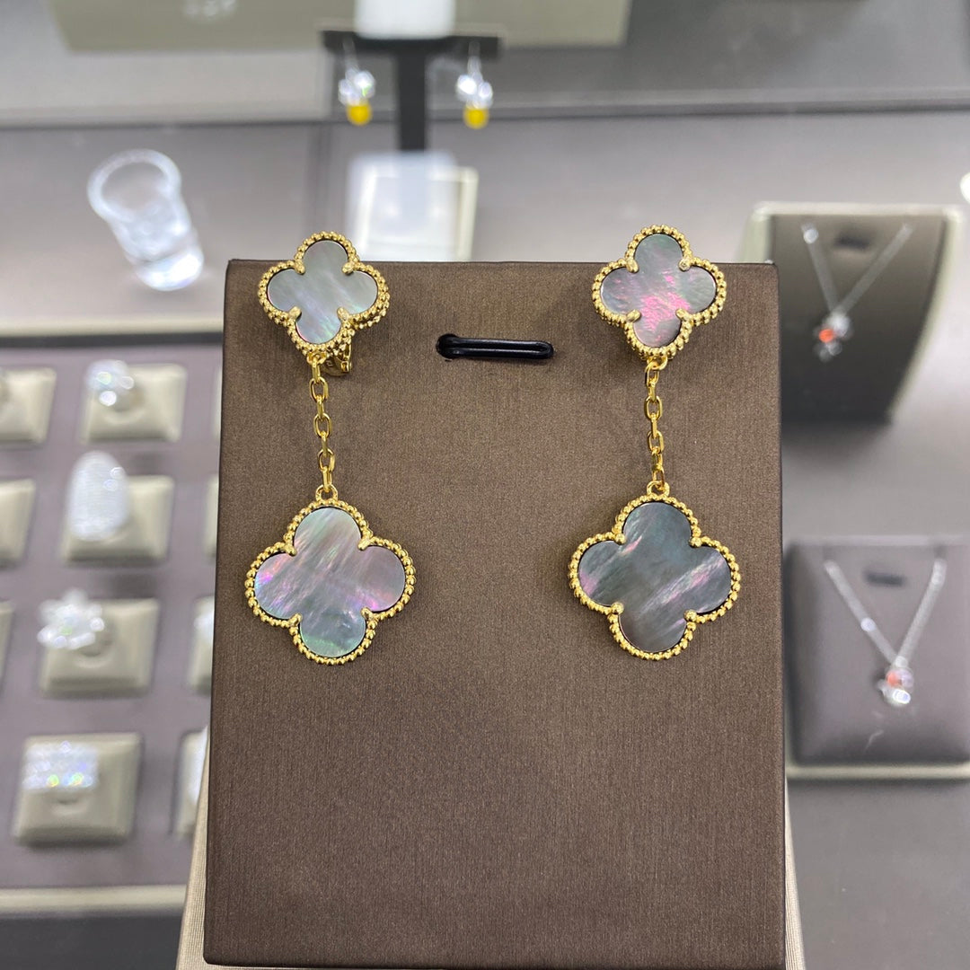 Van Cleef & Arpels CLOVER 2 MOTIFS GOLD EARRINGS
