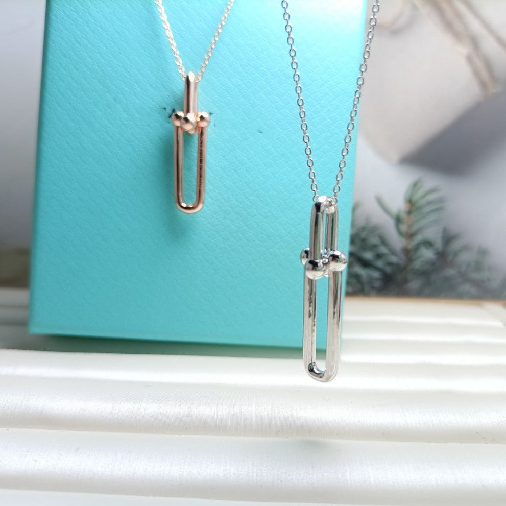 TIFFANY HARDWEAR DROP DOUBLE LINK PEDANT NECKLACE