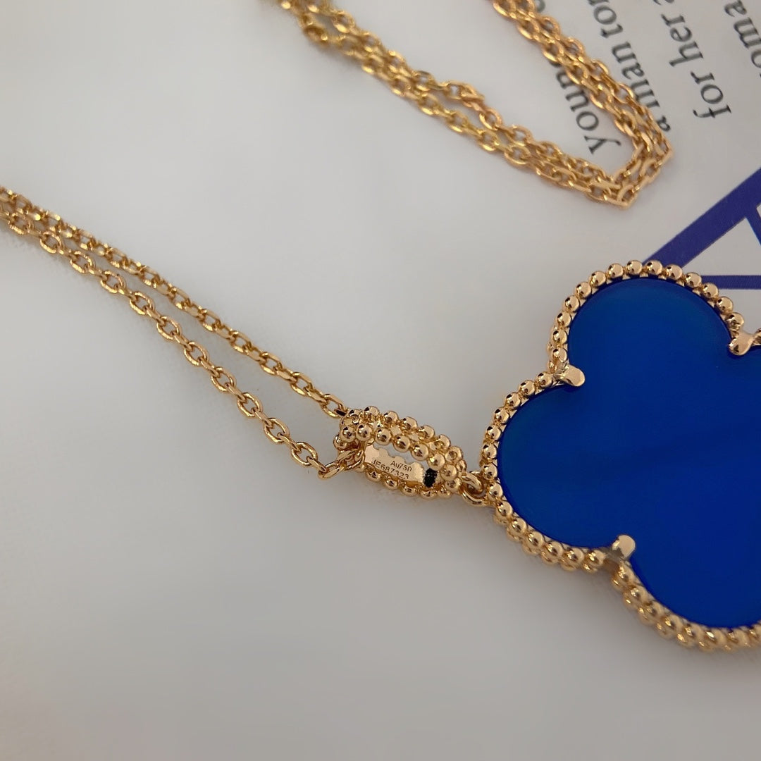 Van Cleef & Arpels CLOVER NECKLACE TURQUOISE PINK GOLD