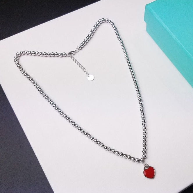 TIFFANY HEART PEDANT SILVER BALL CHAIN NECKLACE