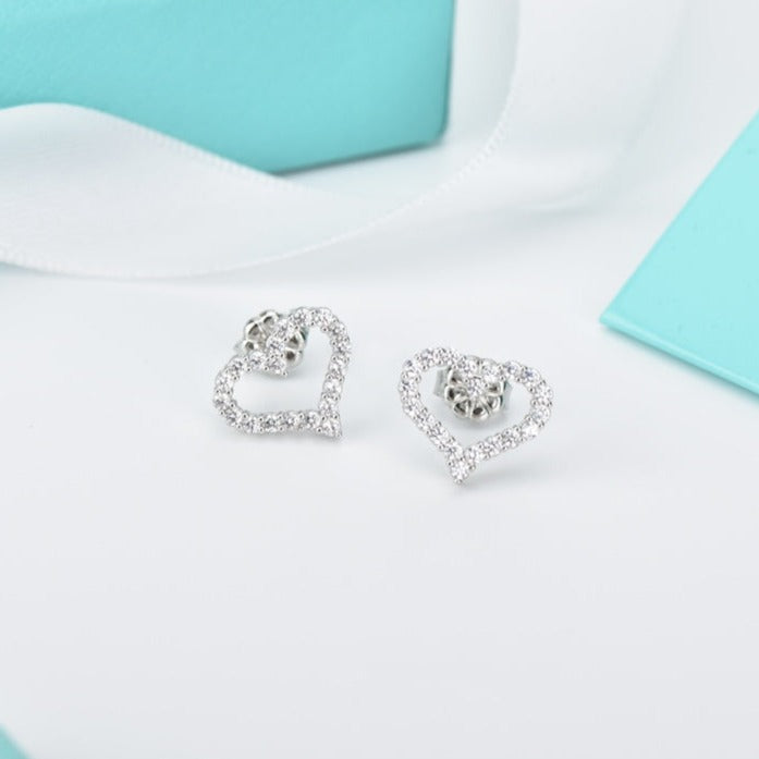 TIFFANY OPEN HEART STUD DIAMOND EARRINGS