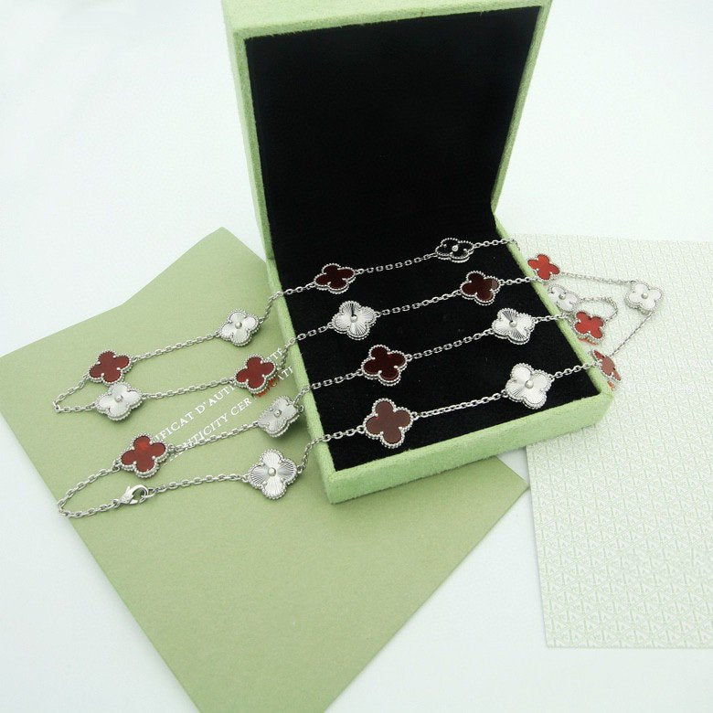 Van Cleef & Arpels CLOVER 20 MOTIF CARNELIAN 86CM NECKLACE