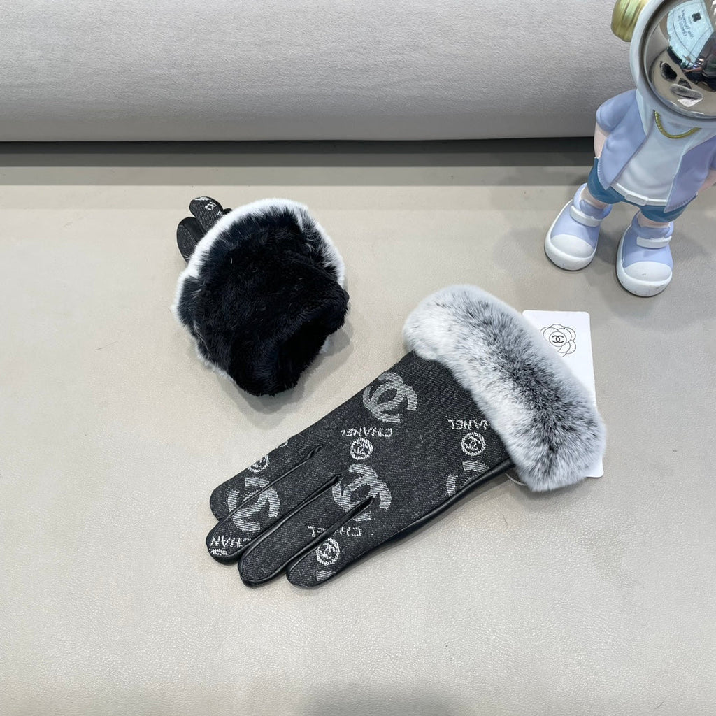 CHANEL GLOVES IN BLACK DENIM AND CALFSKIN 463797