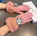 CHANEL GLOVES IN ROUGE PINK WOOL WITH RABBIT FUR 439142