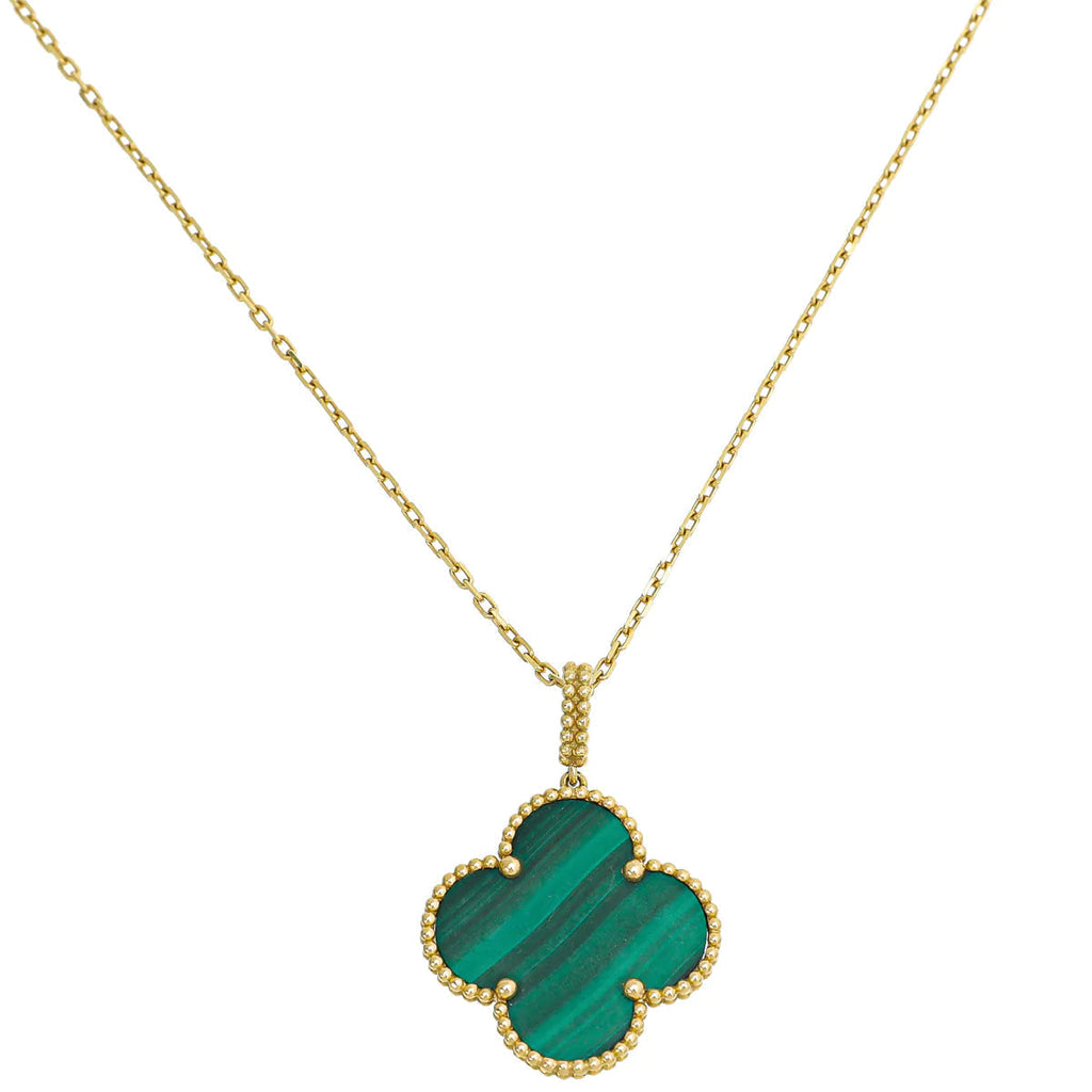 Van Cleef & Arpels CLOVER MALACHITE GOLD NECKLACE