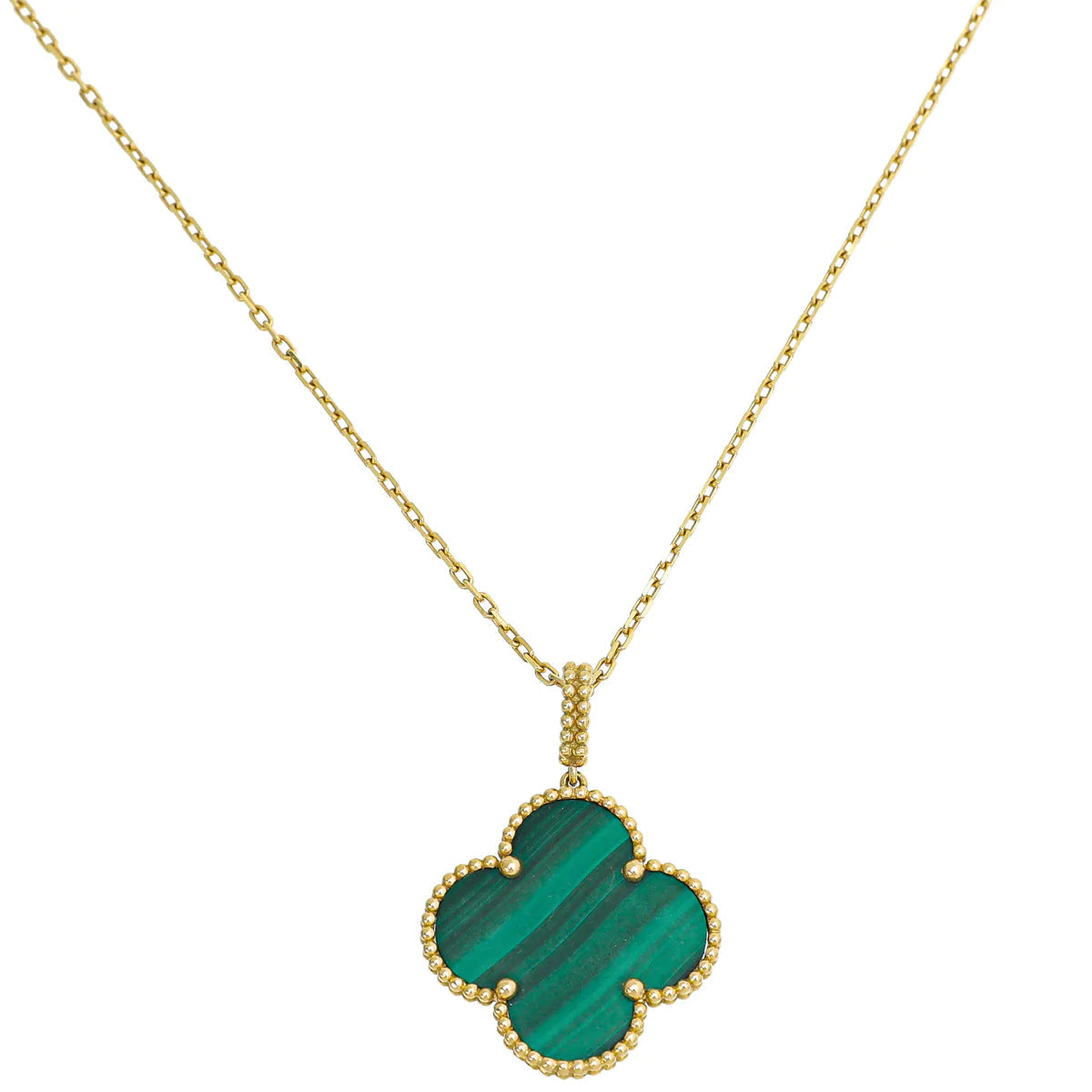 Van Cleef & Arpels CLOVER MALACHITE GOLD NECKLACE