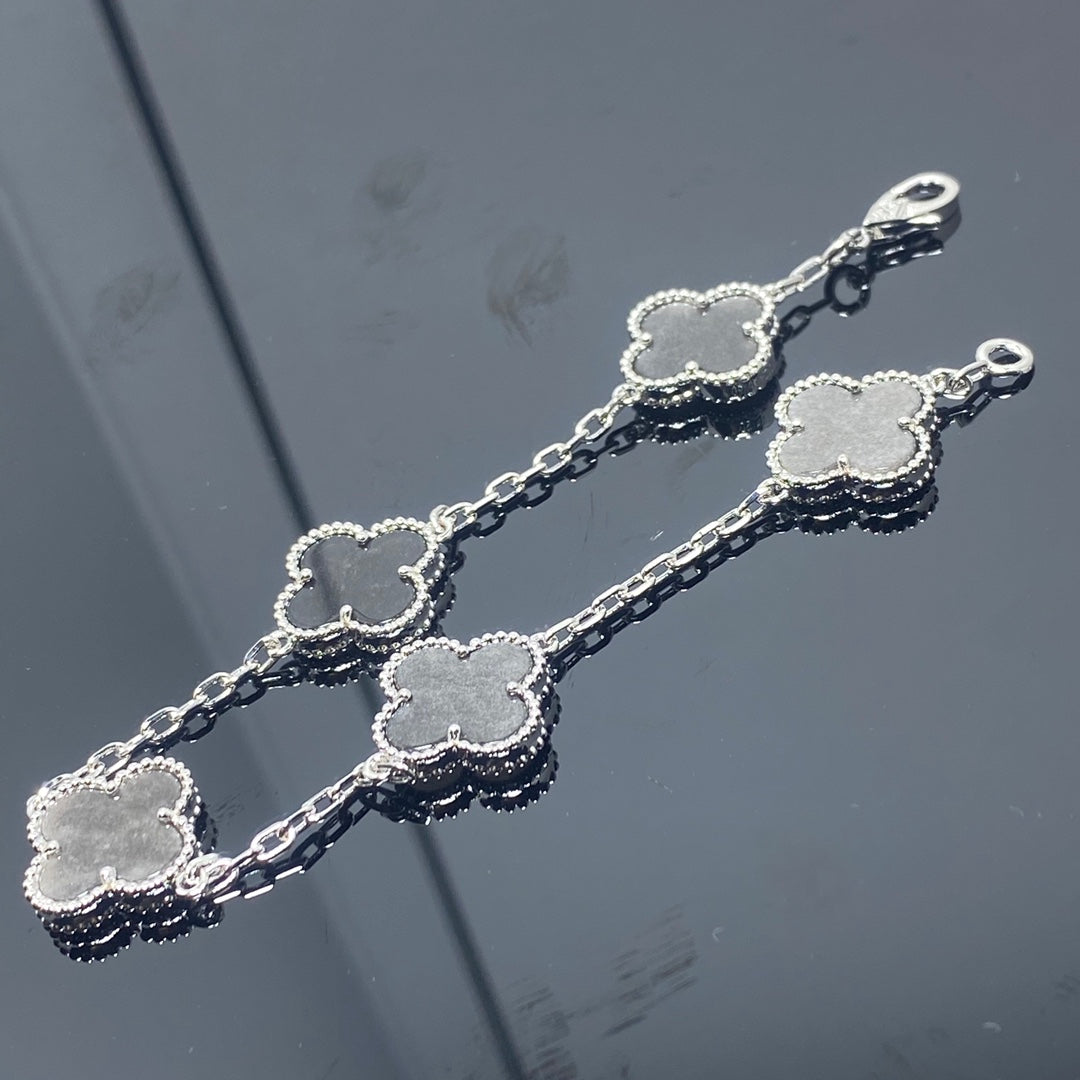 Van Cleef & Arpels CLOVER BRACELET 5 MOTIF DARK SILVER